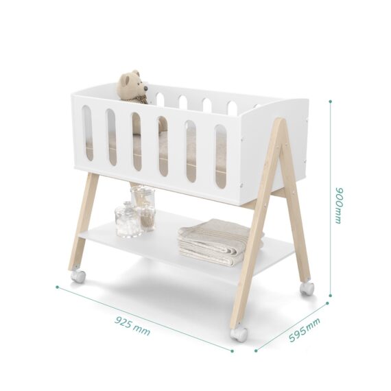 Liv Mini Crib White Mattenatural