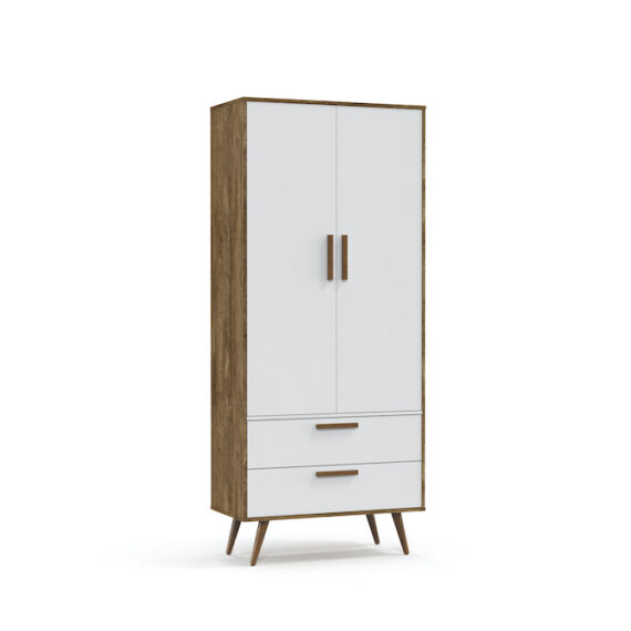 Retro 2D Wardrobe White Matteteka Eco Wood